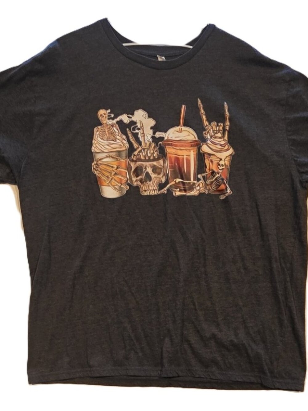 *Spooky Season Skeleton Coffee Cups Graphic T-Shirt by Circle Clothing*